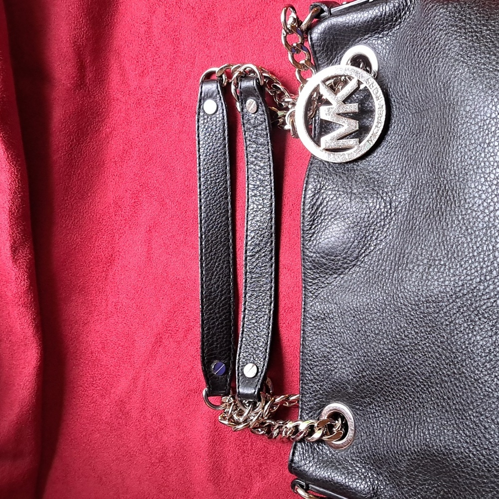 Michael Kors Black Pebble Leather SILVER Hardware Shoulder bag - Picture 11 of 16
